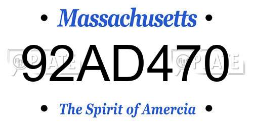 92AD470 Massachusetts License Plate