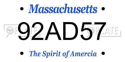92AD57 Massachusetts License Plate