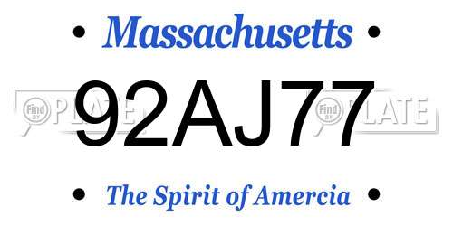 92AJ77 Massachusetts License Plate