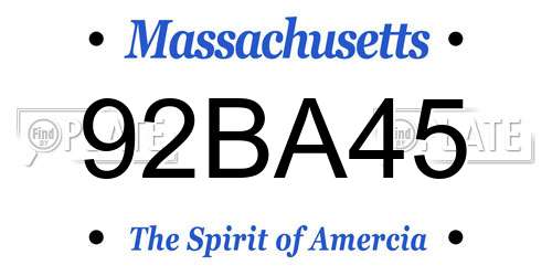 92BA45 Massachusetts License Plate