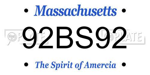 92BS92 Massachusetts License Plate