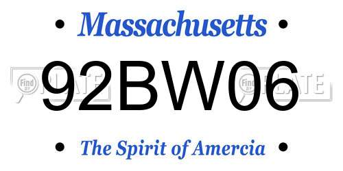 92BW06 Massachusetts License Plate