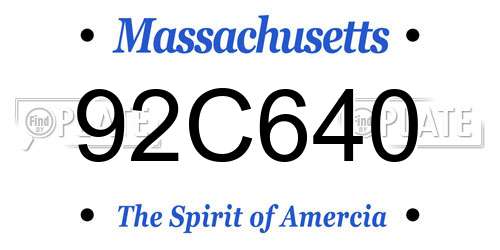 92C640 Massachusetts License Plate