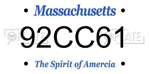92CC61 Massachusetts License Plate