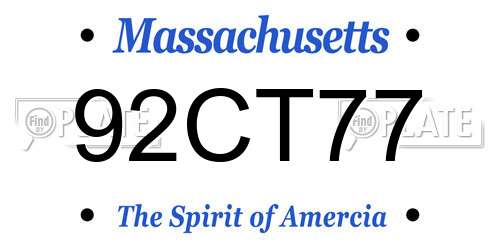 92CT77 Massachusetts License Plate