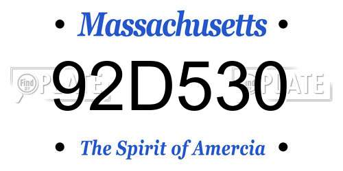 92D530 Massachusetts License Plate