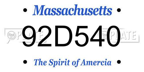 92D540 Massachusetts License Plate