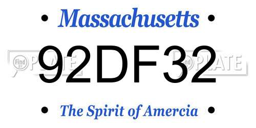 92DF32 Massachusetts License Plate