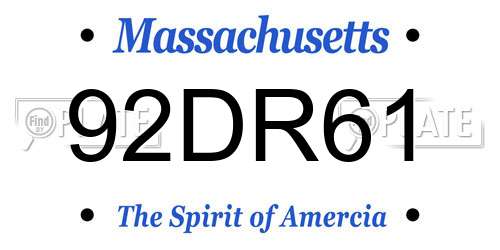 92DR61 Massachusetts License Plate