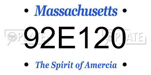 92E120 Massachusetts License Plate