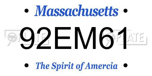 92EM61 Massachusetts License Plate