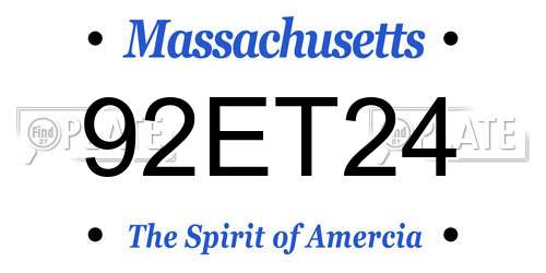92ET24 Massachusetts License Plate