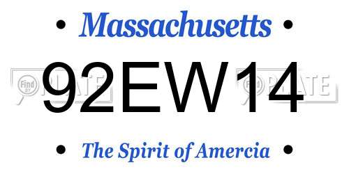 92EW14 Massachusetts License Plate