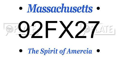 92FX27 Massachusetts License Plate