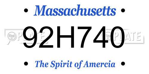 92H740 Massachusetts License Plate
