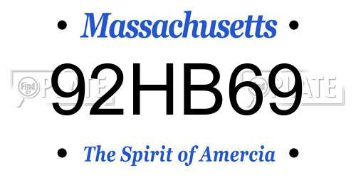 92HB69 Massachusetts License Plate