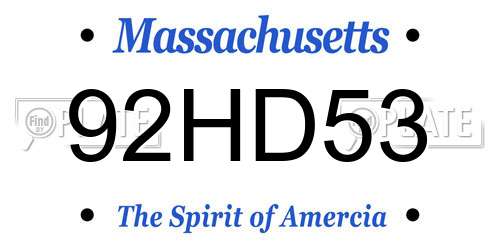 92HD53 Massachusetts License Plate