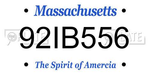 92IB556 Massachusetts License Plate