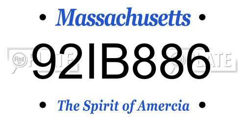 92IB886 Massachusetts License Plate