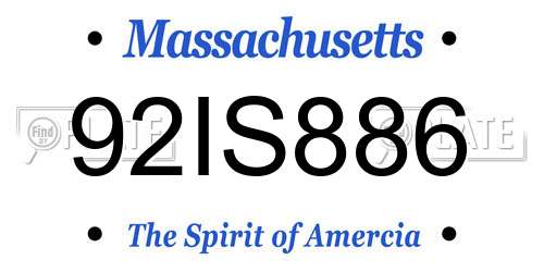 92IS886 Massachusetts License Plate