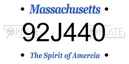 92J440 Massachusetts License Plate