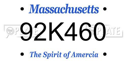 92K460 Massachusetts License Plate