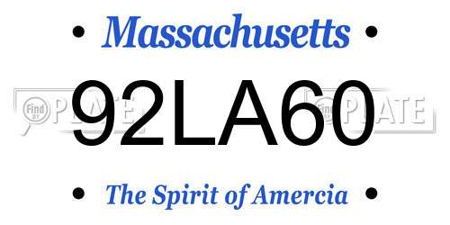 92LA60 Massachusetts License Plate