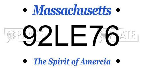 92LE76 Massachusetts License Plate