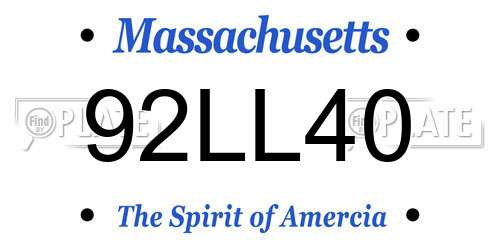 92LL40 Massachusetts License Plate