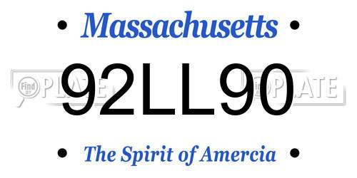 92LL90 Massachusetts License Plate