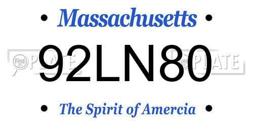 92LN80 Massachusetts License Plate