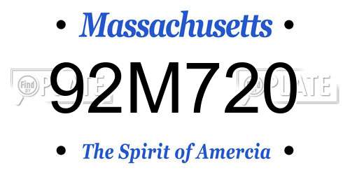 92M720 Massachusetts License Plate