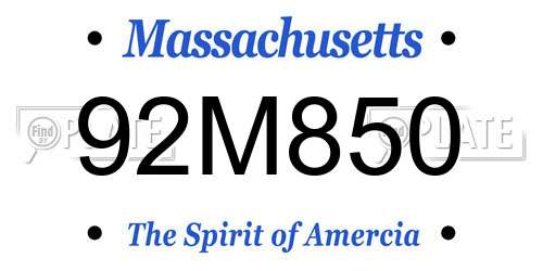 92M850 Massachusetts License Plate