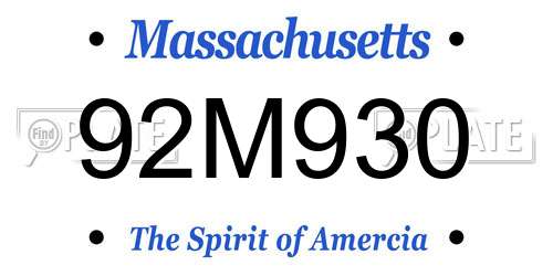 92M930 Massachusetts License Plate