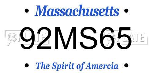 92MS65 Massachusetts License Plate