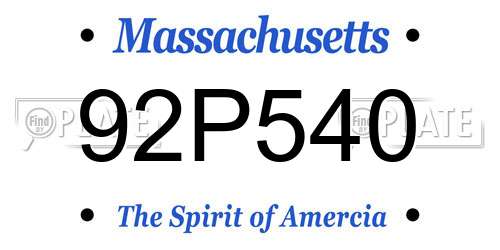 92P540 Massachusetts License Plate