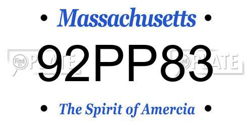 92PP83 Massachusetts License Plate
