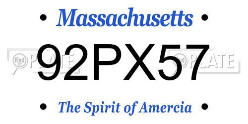 92PX57 Massachusetts License Plate