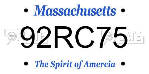 92RC75 Massachusetts License Plate