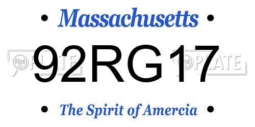 92RG17 Massachusetts License Plate