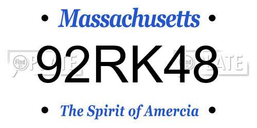 92RK48 Massachusetts License Plate