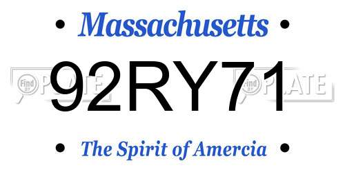 92RY71 Massachusetts License Plate