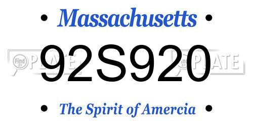 92S920 Massachusetts License Plate