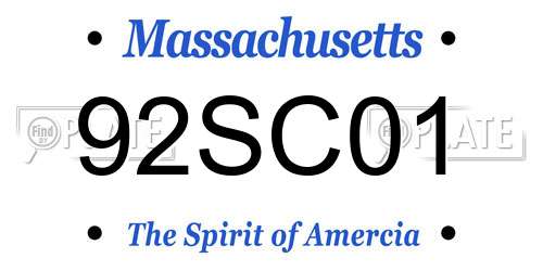 92SC01 Massachusetts License Plate