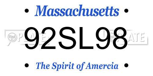 92SL98 Massachusetts License Plate