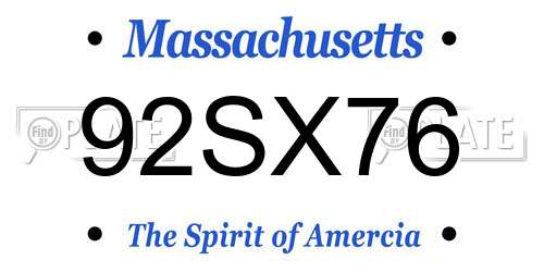 92SX76 Massachusetts License Plate