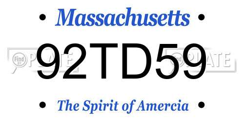 92TD59 Massachusetts License Plate