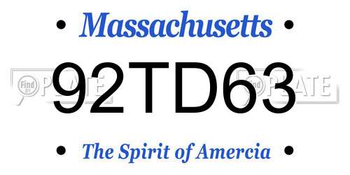 92TD63 Massachusetts License Plate