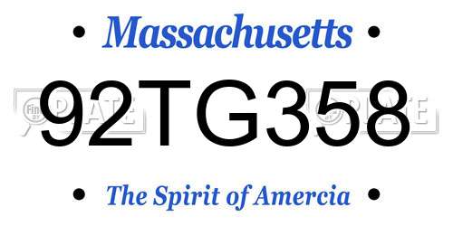 92TG358 Massachusetts License Plate