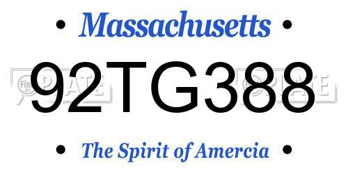 92TG388 Massachusetts License Plate